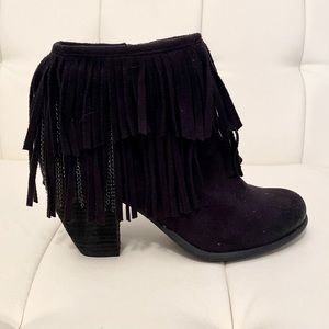 Not Rated | Black Fringe Booties | Size 6